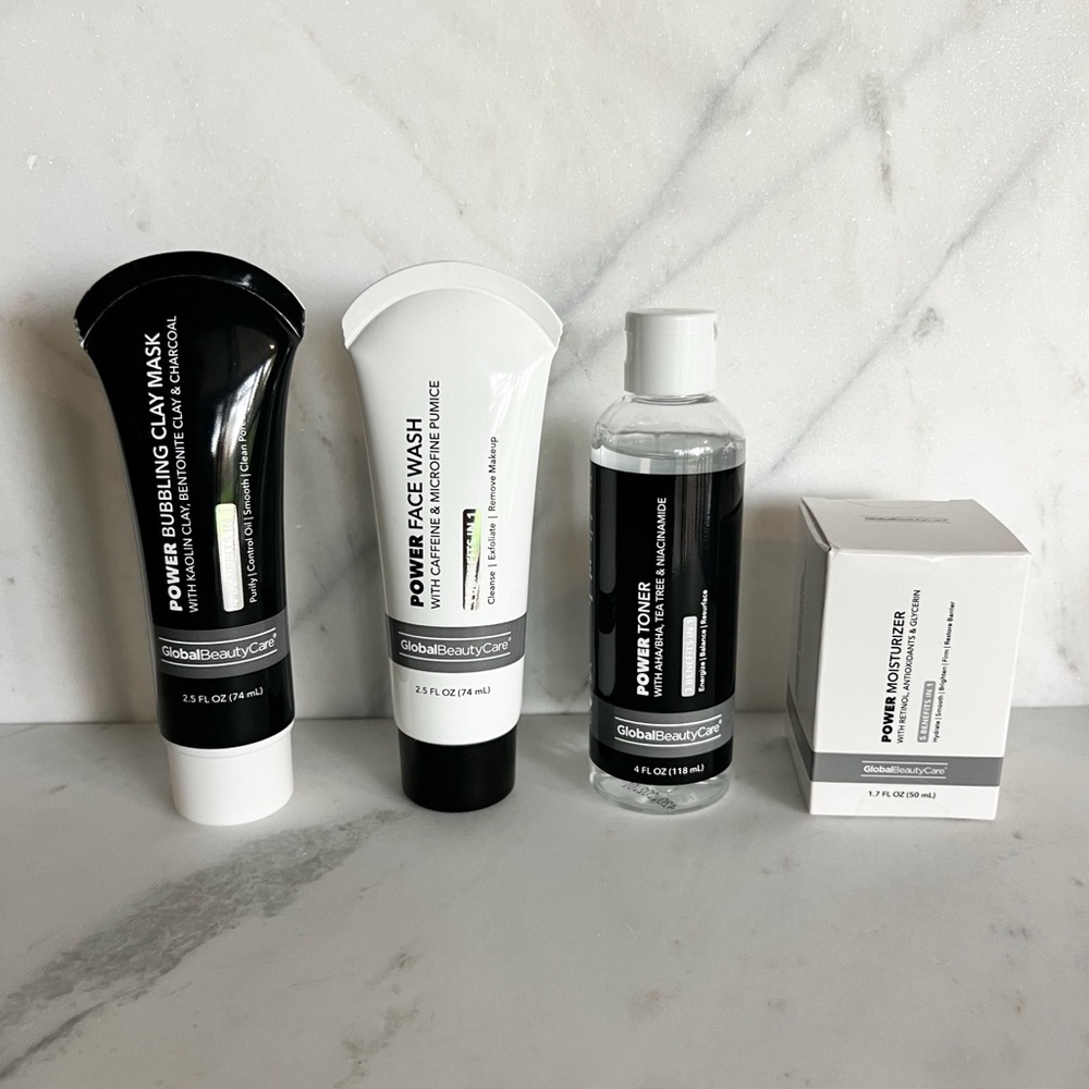 NWT Global Beauty Care Power Skincare Set 4-Piece Charcoal Face Care Bundle